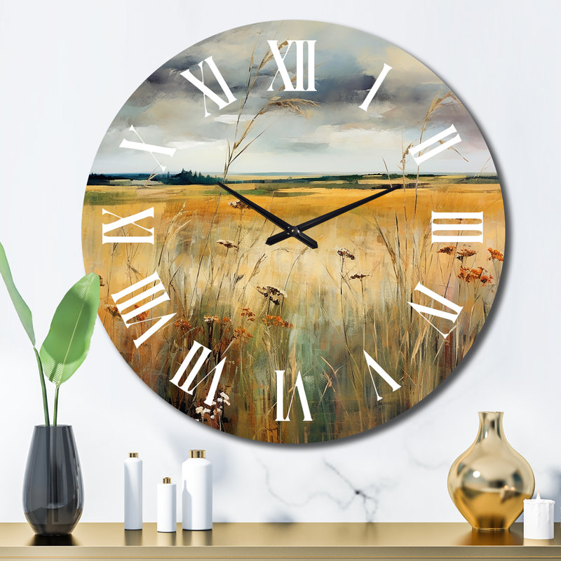Calming Meadow III Metal Wall Clock, Large