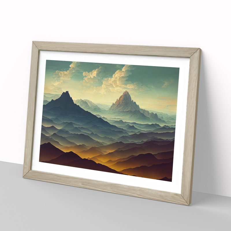 Spirited Mountain Landscape - Framed Print, Oak Framed, 25cm H x 34cm W x 2cm D