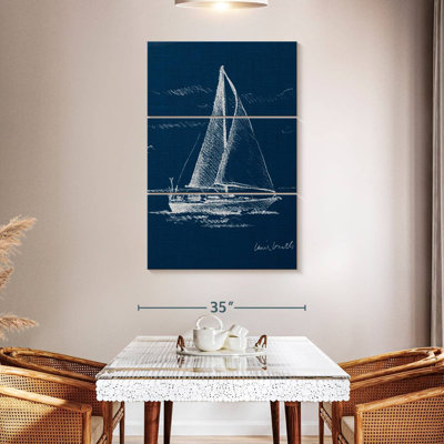 Sailboat On Blue Burlap I
