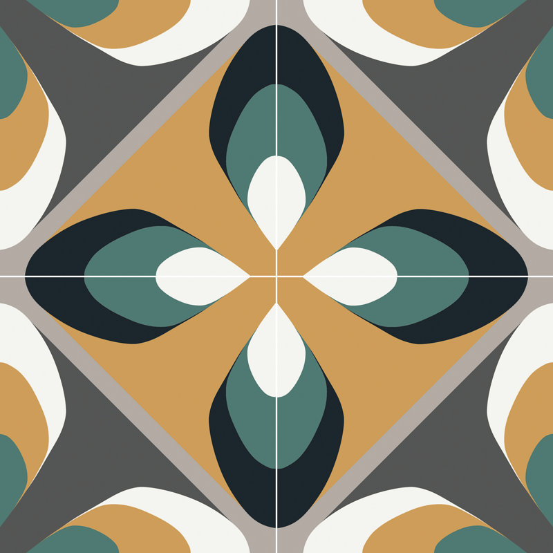 Fun Play Series 8" x 8" Porcelain Wall and Floor Tile, Mustard Yellow/Olive Green