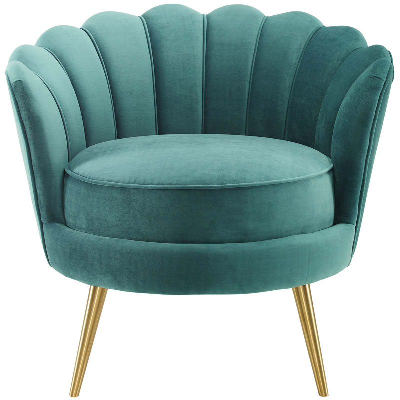 Modway Silver Orchid Gruning Velvet Accent Armchair, Teal Plainweave