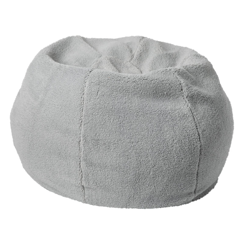 Fauteuil à billes en coton Classic, Petit, Sergé de coton gris Sherpa