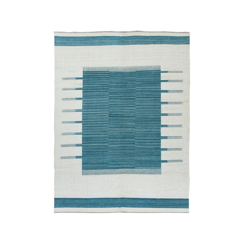 Tapis en laine tissé à la main à motif aigue-marine 9 pi 5 po x 11 pi 9 po CFC794BA104844118D05F7E6306BFC45
