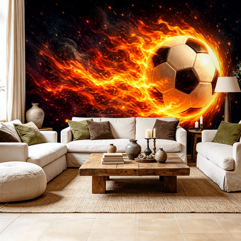 Murale auto-adhésive moderne pour la chambre à coucher Peel and Stick L 69 po x l 96 po avec imprimé ballon de soccer