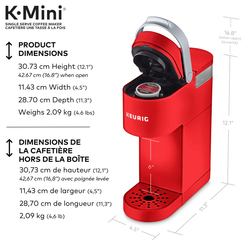 Keurig® K-Mini® Single Serve K-Cup Pod Coffee Maker, Featuring An Ultra-sleek Design, Poppy Red
