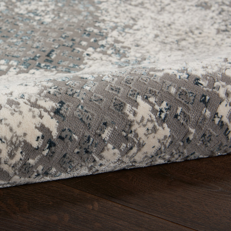 Abstract Area Rug in Gray, Runner 2'2" x 7'6"