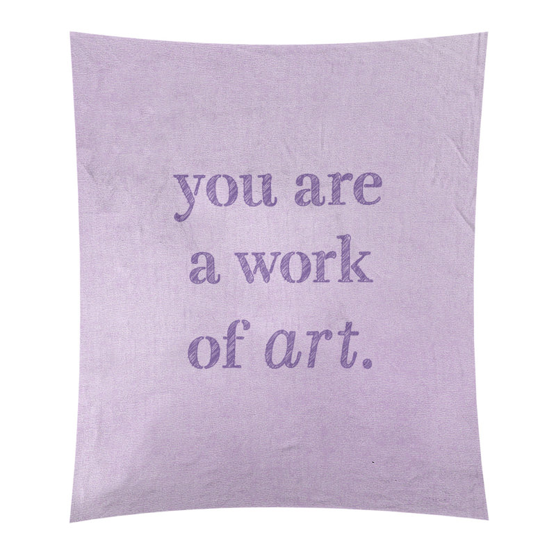 Tapisserie de travail en polyester d’art sur les citations, H 60 po x l 51 po, Mauve