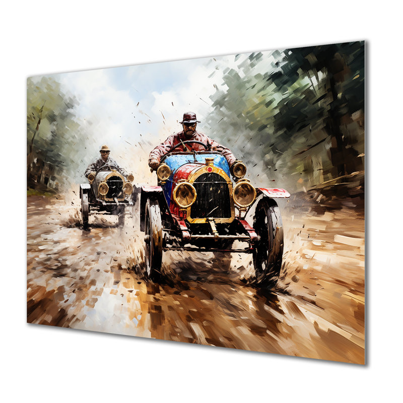 Rétro années 1930, voitures de course III, H 16 po x l 32 po x P 1 po
