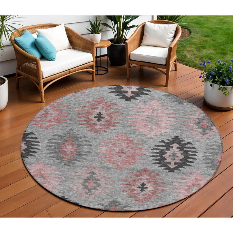 Tapis rond lavable intérieur / extérieur 8 pi Southwestern
