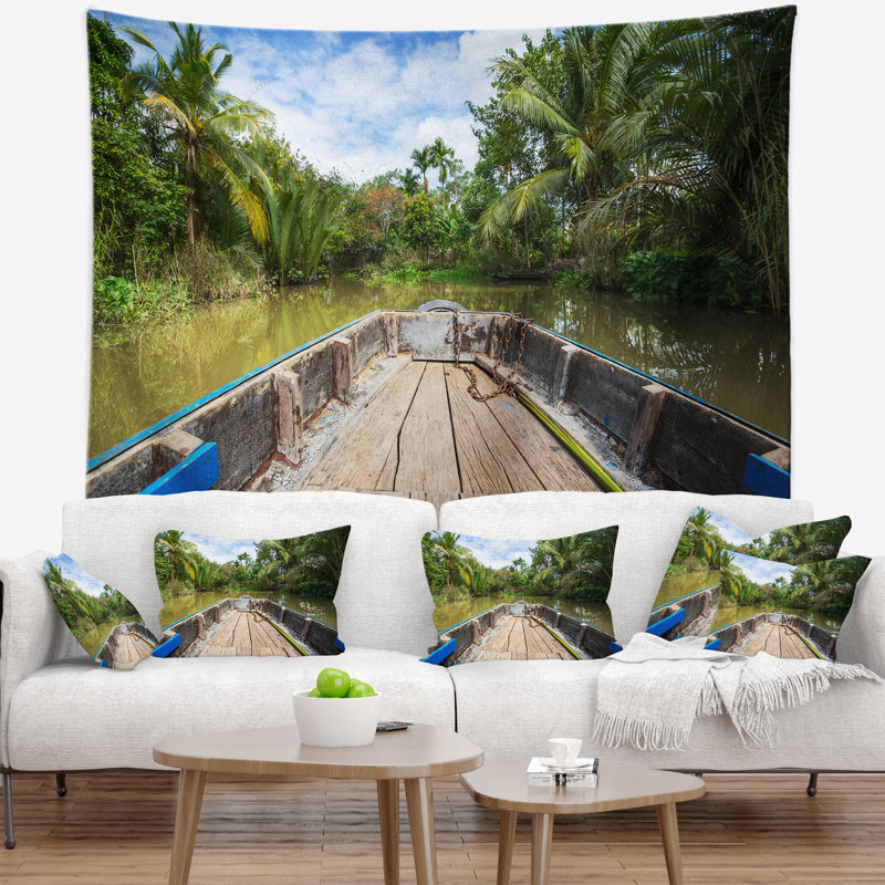 Tapisserie du viêt nam en mekong river, H 50 po x l 60 po