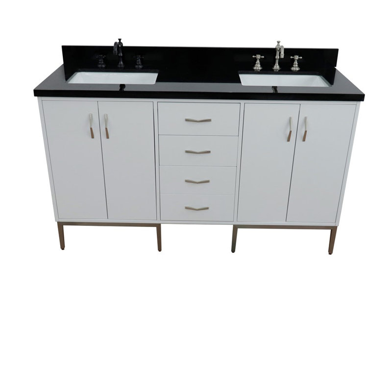 Ensemble de meuble-lavabo double 61 po Aashma, Noir