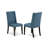 3 Piece Dining Room Table Set Contains a Round Kitchen Table with Dropleaf and 2 Blue Linen Fabric Parsons Dining Chairs, Wirebrushed Black-1928943169-1928943289-1915235360