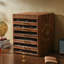 Rangement de bureau en bois de noyer noir, rangement à 6 tiroirs pour bijoux, fournitures de bureau, outils de bricolage, organisation à domicile.