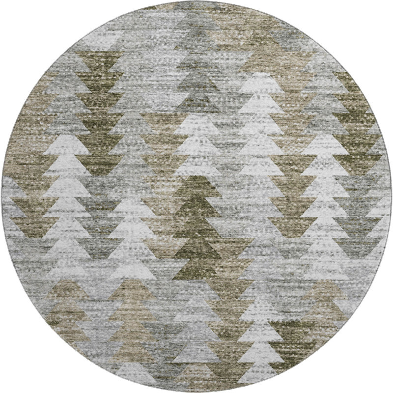 Premium Machine Washable Cerrito Brown Rug, Round 8'