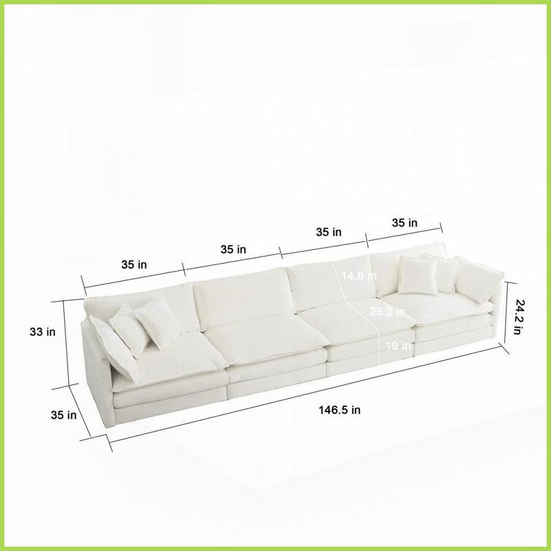 Canapé modulaire 4 places Modern, Blanc