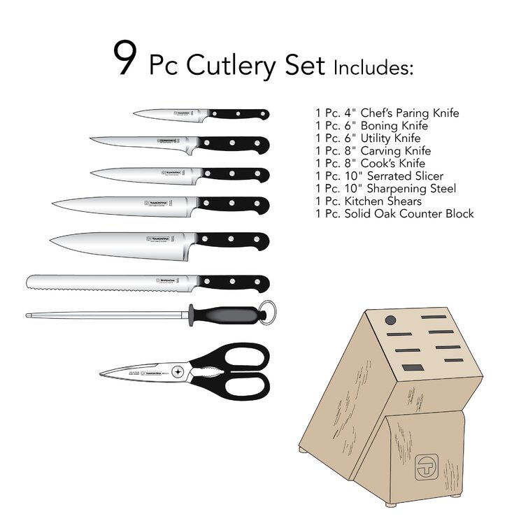 Forged 9 Pc Cutlery Set with Hardwood Counter Block - Tramontina US