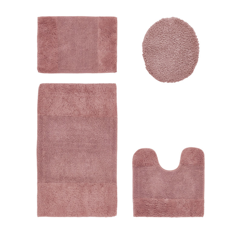 Ensemble de tapis pour salle de bain 100% coton 2155 GSM de qualité supérieure Granada, certifié OEKO-TEX®, envers en latex antidérapant, touffeté moelleux, super absorbant et lavable à la machine pour salle de bain, douche, baignoire et meuble-lavabo, rose