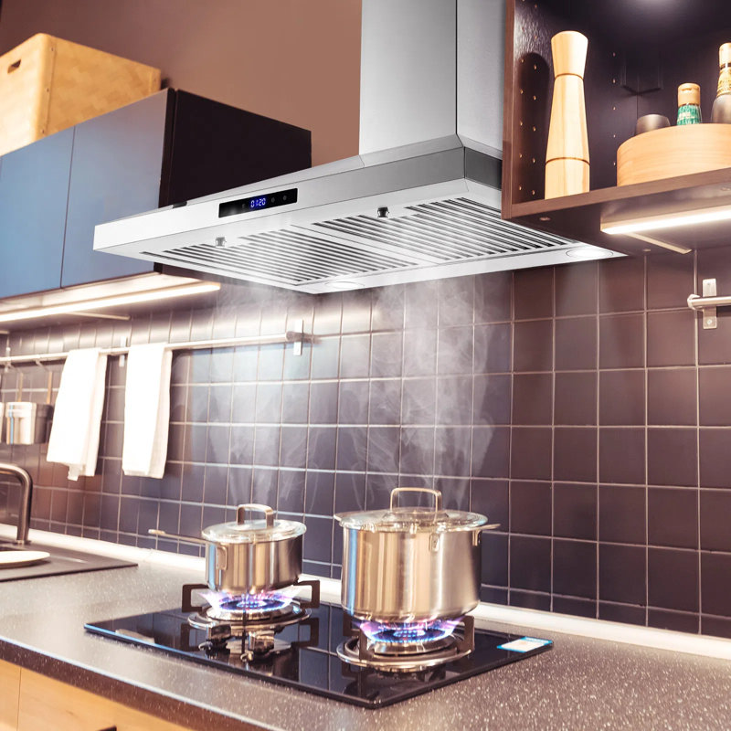 Tieasy 30 Inches Stainless Steel Wall Mount Range Hood,With Touch Control,Ducted/Ductless Convertible,Baffle Filters,Led Lights,Max 480 Cfm Airflow