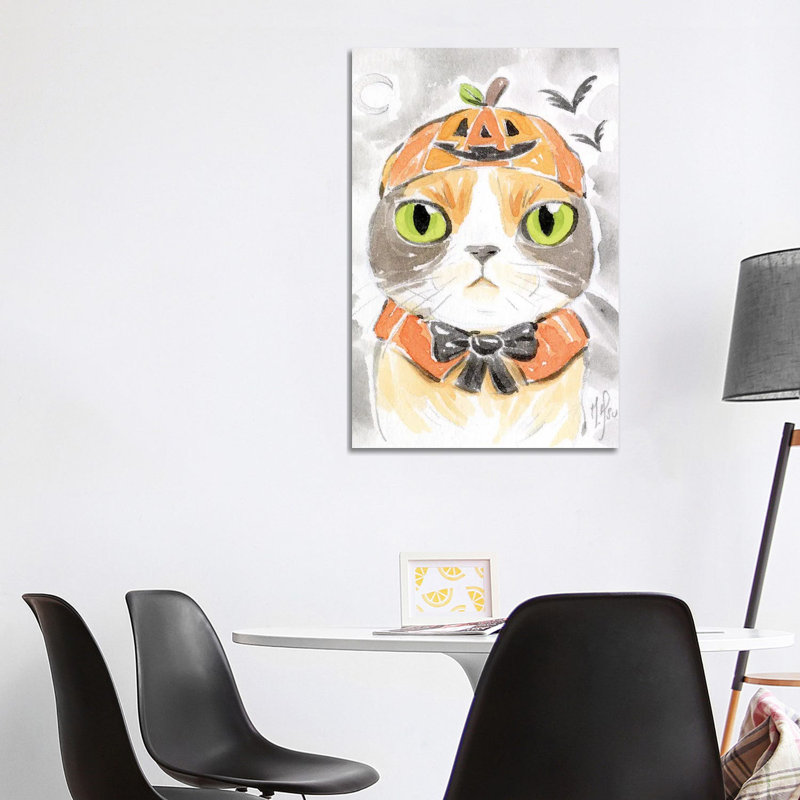 Cat - Pumpkin by Martin Hsu - Painting on Canvas, 101.6 cm H x 66.04 cm W x 3.175 cm D, Wrapped Canvas