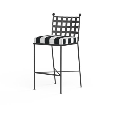Lucier 44.02'' Wrought Iron Outdoor Bar Stool with Cushion