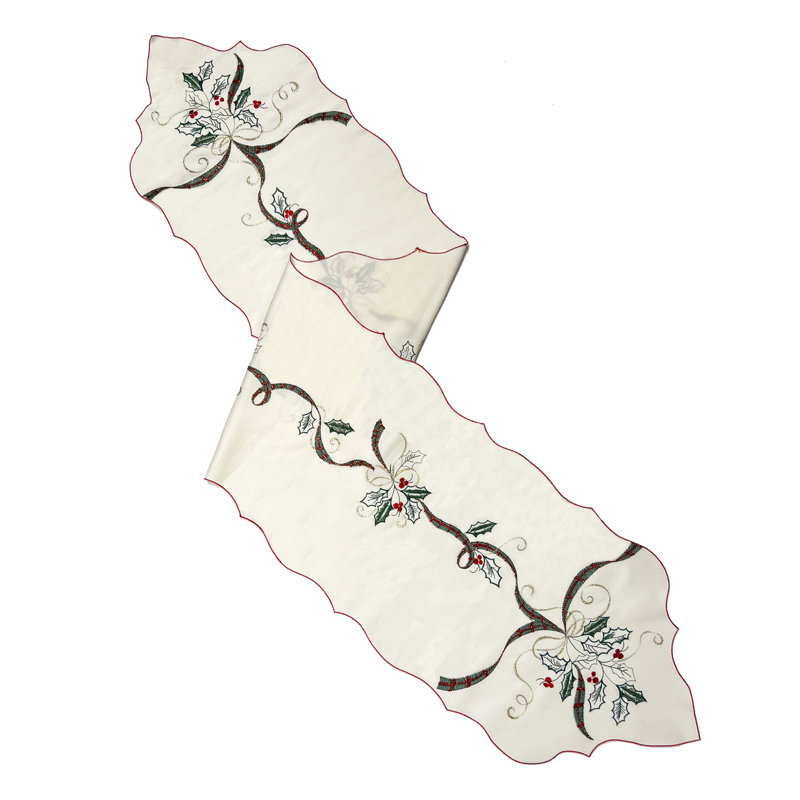 Holiday Nouveau Embroidered Cutwork Scalloped Runner