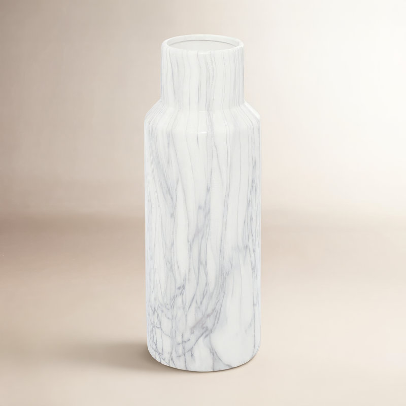 Vase de table intérieur / extérieur blanc en céramique 15 "Wintour