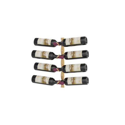 Ensemble de porte-bouteilles hélicoïdaux muraux en métal doré doré à 8 bouteilles Lleucu - hauteur de 20 po, double profondeur