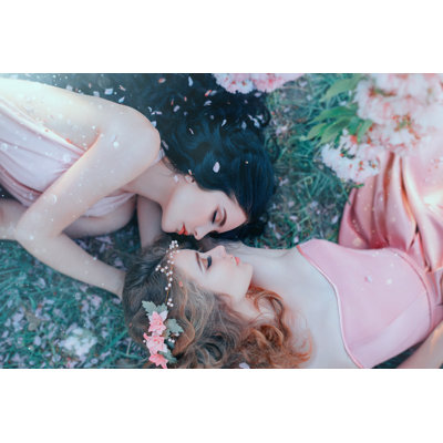 Women Cuddling - Wrapped Canvas Print