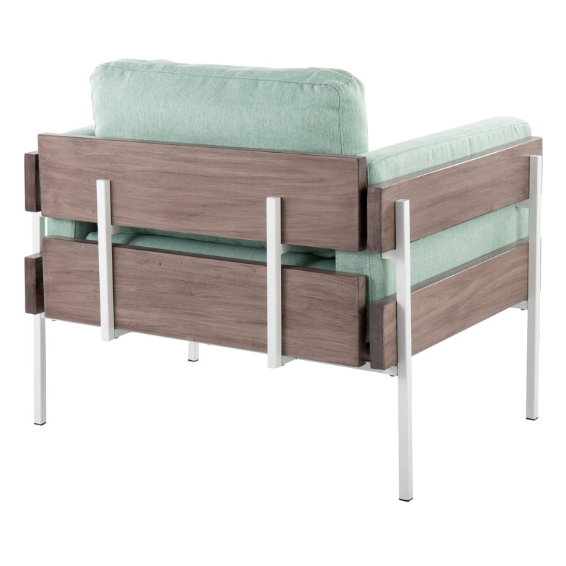 Chaise d'appoint en métal, bois et tissu, Vert, Blanc