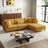 4 - Piece Upholstered Orange Corduroy Modular Sectional with Pillow Back and Removable Ottoman-408743899
