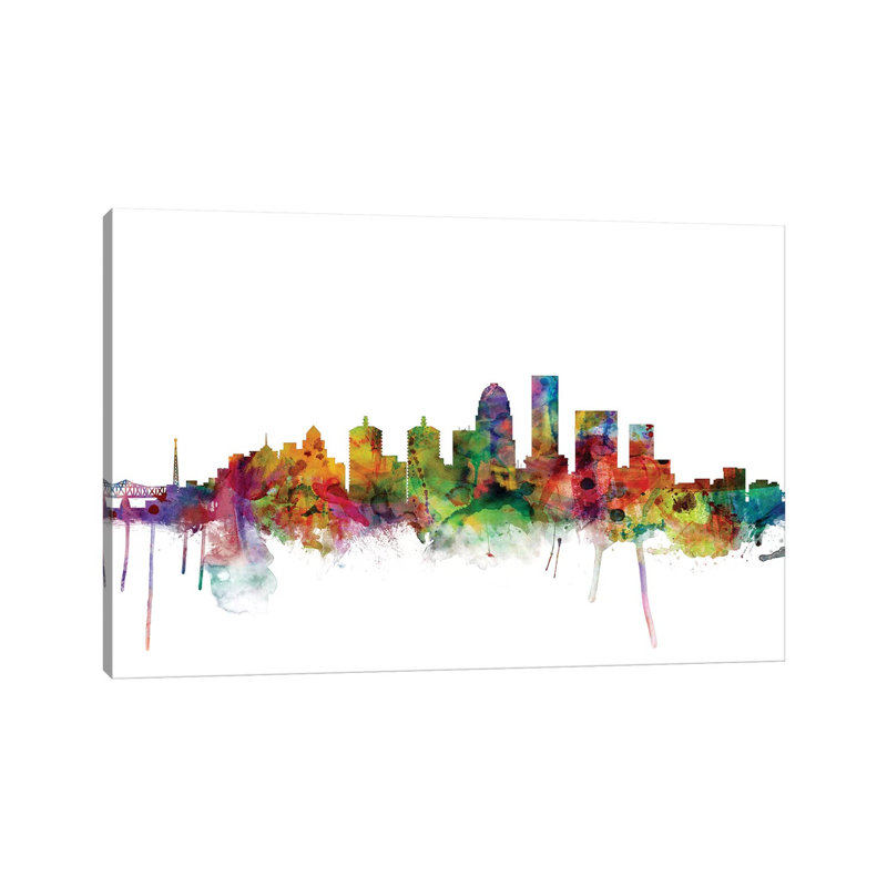 Louisville, Kentucky City Skyline by Michael Tompsett - 1 Piece Wrapped Canvas Wall Art, 101.6 cm H x 66.04 cm W x 1.91 cm D
