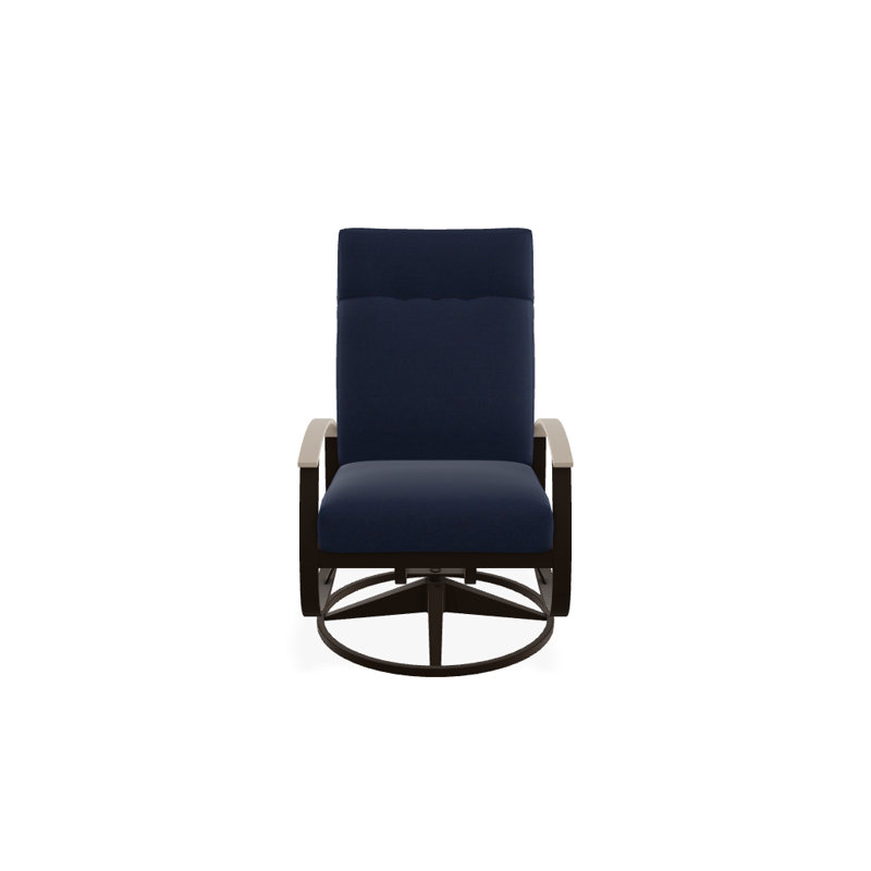 Chaise de patio pivotante avec coussins Askar, Mélange indigo, Kona texturé, Désert P60