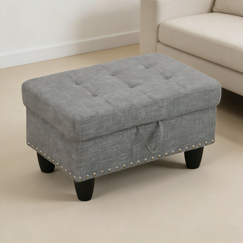 Repose-pieds en lin avec rivets