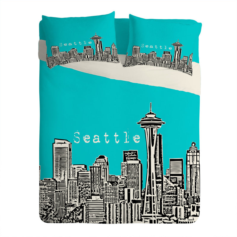 Taie d’oreiller seattle Bird Ave, Bleu sarcelle, Standard