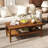 Solid Wood Coffee Table with Two-Tier Storage and Wave-Edge Shelf