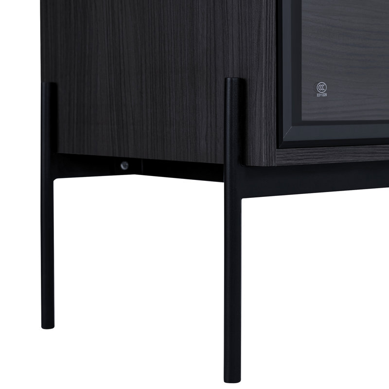 Armoire noire avec lumières à DEL et tiroirs de rangement - Élégante pour le salon, le bureau et le bureau, Noir