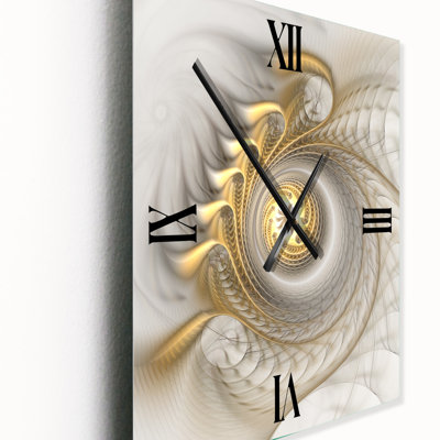 Fractale éclatante avec courbes récursives - Horloge murale abstraite en métal