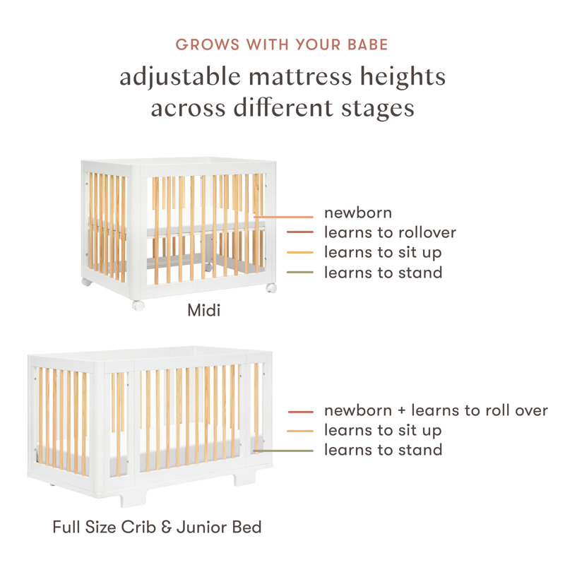 Yuzu White and Natural 8-in-1 Convertible Crib with All-Stages Conversion Kits