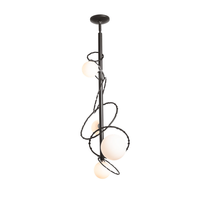 Olympus Vertical Pendant - Opal Glass, Dark Smoke