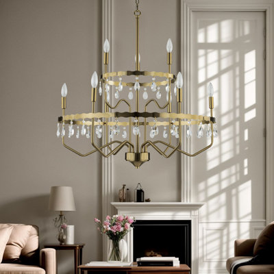 Lustre gradué à 9 lumières à intensité variable de 31,7 po Laurrie