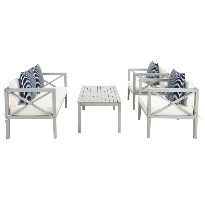 Mondovi Eucalyptus 4 - Person Patio Conversation Set with Cushions, Gray