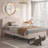 Aldora Twin Size Set Platform Bed with Adjustable Teddy Fabric Headboard-377145547