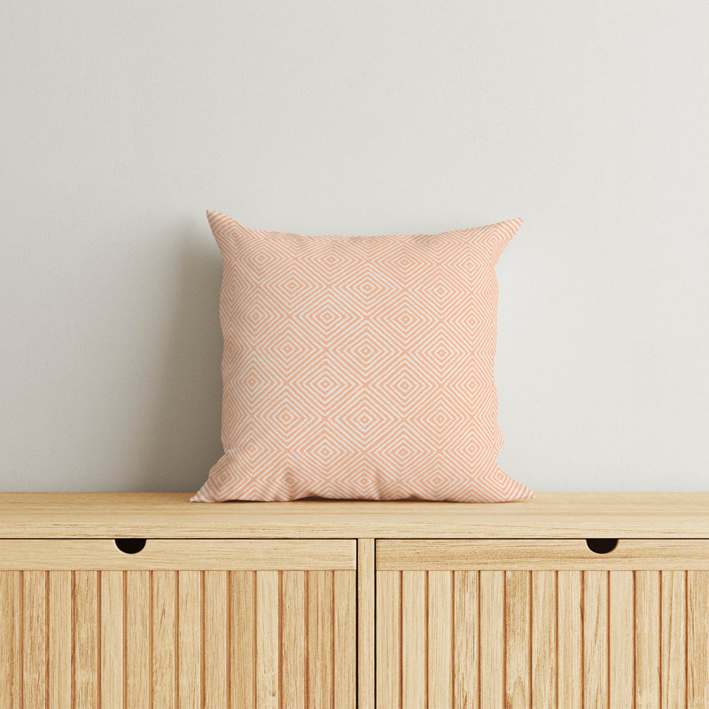 Coussin décoratif Ikat, H 16 po x l 16 po, Ikat pêche / orange