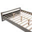 Grand lit avec structure en bois d'hévéa et tissu bouclé gris, lattes silencieuses pour un sommeil réparateur, tête de lit plateforme à long terme, bois, conception du cadre, fonction peu encombrante, fabrication rapide-121077418