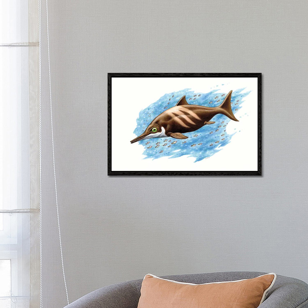 Ichthyosaurus auf weißem Hintergrund von Esther Van Hulsen - Galerie-verpackte Leinwand Giclée