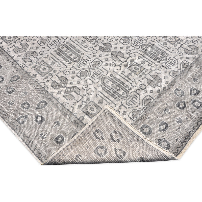 Tapis gris de haute qualité noué à la main, Rectangle 8 pi x 10 pi