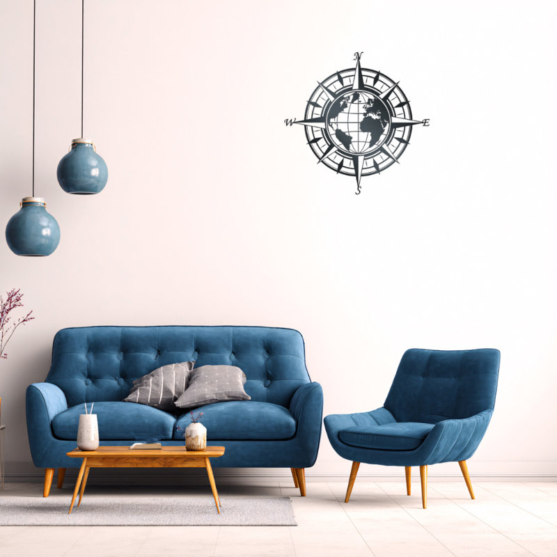 MARBLE-Compass Wall Art-Gold, Black