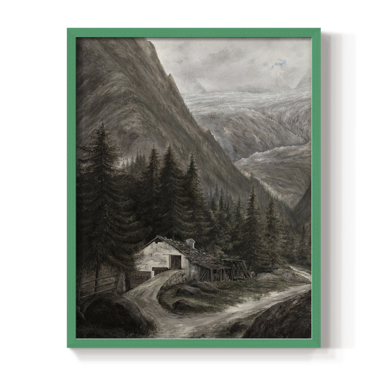 Reproduction encadrée vintage en bois massif Cxxxvi, H 21 po x l 17 po, Vert