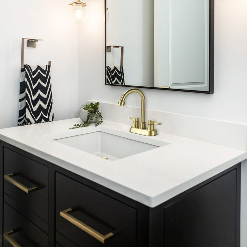 2-handle Bathroom Faucet with Drain Assembly, Brushed Gold