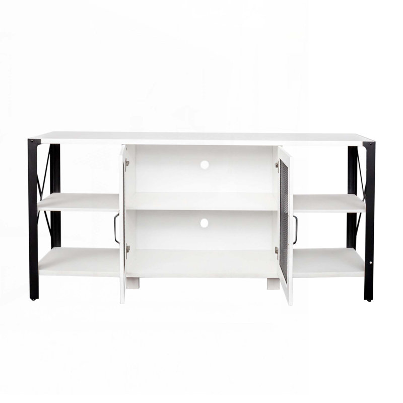 TV Stands with Metal Open Bookshelf, White